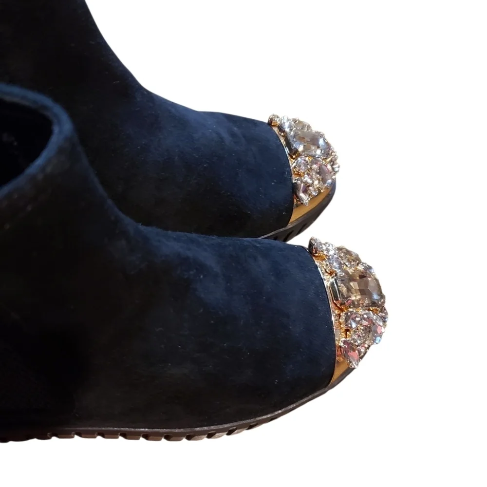 Anthropologie Kristi Belle Black Suede Jeweled Boots 36 / 5.5 - Picture 3 of 6